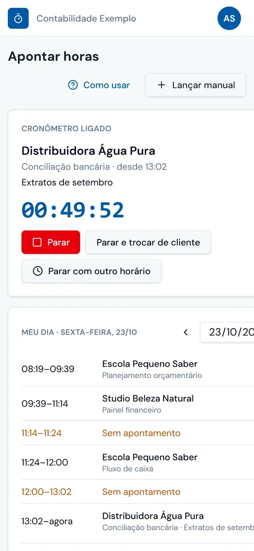 RAM Apontamento no celular: cronômetro e o dia de trabalho